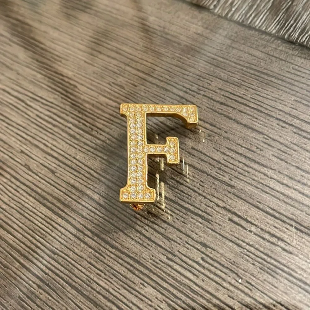 Anne Klein Gold-tone Rhinestone “F” Inital Pin - Picture 3 of 15